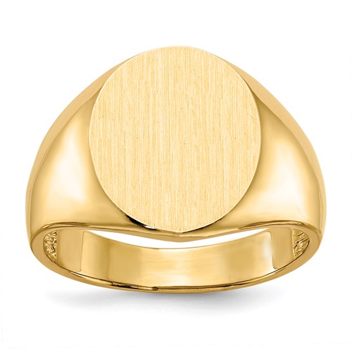 14K Yellow Gold 13.5x 15.0mm Oval Open Back Mens Signet Ring