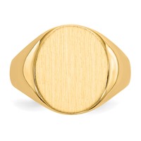 14K Yellow Gold 13.0x 14.0mm Oval Open Back Mens Signet Ring view 4