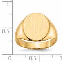 14K Yellow Gold 13.0x 14.0mm Oval Open Back Mens Signet Ring view 5