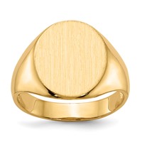 14K Yellow Gold 13.0x 14.0mm Oval Open Back Mens Signet Ring view 1