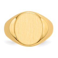 14K 13.5x16.0mm Oval Open Back Mens Signet Ring view 4