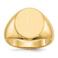 14K 13.5x16.0mm Oval Open Back Mens Signet Ring view 1