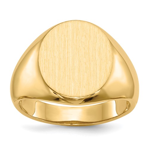 14K Yellow Gold 13.5x 16.0mm Oval Open Back Mens Signet Ring