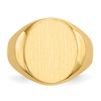 14K Yellow Gold 14.0 x18.0mm Oval Open Back Mens Signet Ring view 4