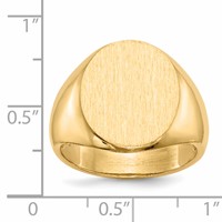 14K Yellow Gold 14.0 x18.0mm Oval Open Back Mens Signet Ring view 5