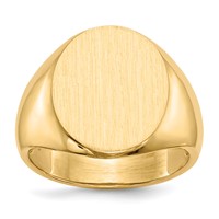 14K Yellow Gold 14.0 x18.0mm Oval Open Back Mens Signet Ring view 1