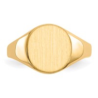 14K Yellow Gold 9.5x 10.0mm Oval Closed Back Signet Ring view 4