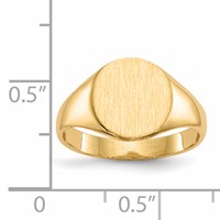 14K Yellow Gold 9.5x 10.0mm Oval Closed Back Signet Ring view 5