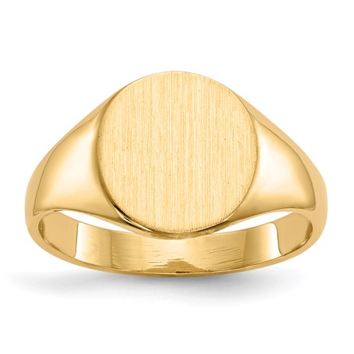 14K Yellow Gold 9.5x 10.0mm Oval Closed Back Signet Ring