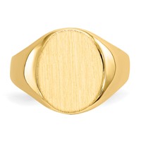 14K Yellow Gold 10.5x12.0mm Oval Closed Back Signet Ring view 4