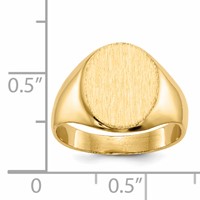 14K Yellow Gold 10.5x12.0mm Oval Closed Back Signet Ring view 5