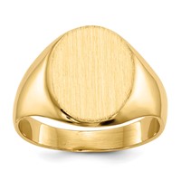 14K Yellow Gold 10.5x12.0mm Oval Closed Back Signet Ring view 1