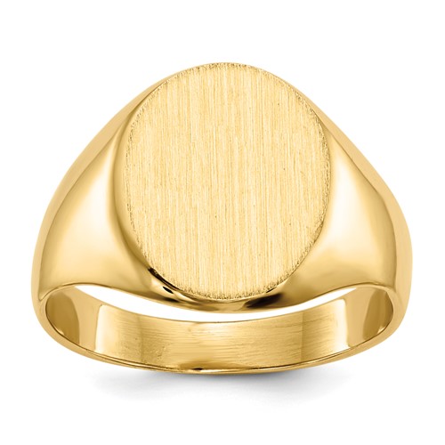 14K Yellow Gold 10.5x 12.0mm Oval Closed Back Signet Ring