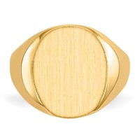 14K Yellow Gold 12.0x 13.5mm Oval Closed Back Signet Ring view 4