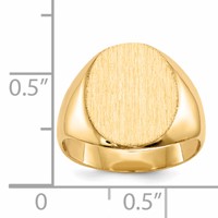 14K Yellow Gold 12.0x 13.5mm Oval Closed Back Signet Ring view 5