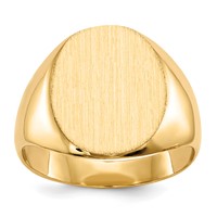 14K Yellow Gold 12.0x 13.5mm Oval Closed Back Signet Ring view 1