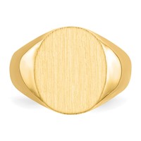 14K Yellow Gold 12.5x14.0mm Oval Closed Back Signet Ring view 4