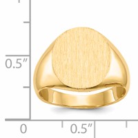14K Yellow Gold 12.5x14.0mm Oval Closed Back Signet Ring view 5