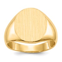 14K Yellow Gold 12.5x14.0mm Oval Closed Back Signet Ring view 1