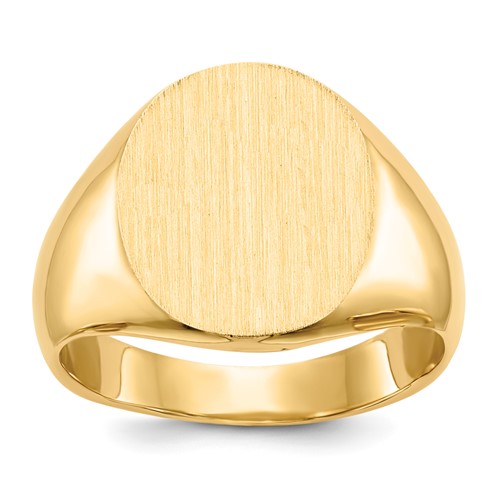 14K Yellow Gold 12.5x 14.0mm Oval Closed Back Signet Ring
