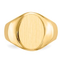 14K Yellow Gold 11.0x 15.0mm Oval Closed Back Mens Signet Ring view 4