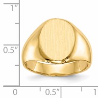 14K Yellow Gold 11.0x 15.0mm Oval Closed Back Mens Signet Ring view 5