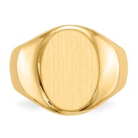 14K Yellow Gold 11.5x16.0mm Oval Closed Back Mens Signet Ring view 4