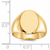 14K Yellow Gold 11.5x16.0mm Oval Closed Back Mens Signet Ring view 5
