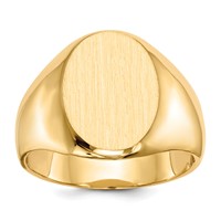 14K Yellow Gold 11.5x16.0mm Oval Closed Back Mens Signet Ring view 1