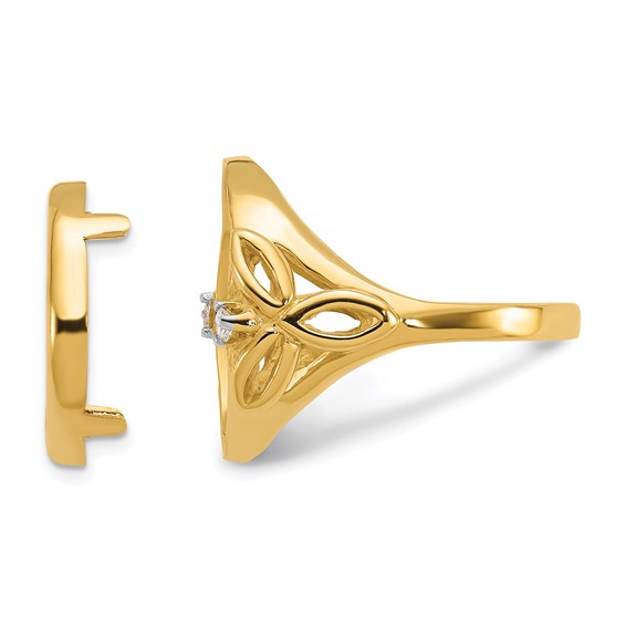 14ky Rhodium Ladies' Trinity Diamond Prong Coin Bezel Ring         