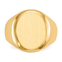 14K Yellow Gold 13.5x 16.5mm Oval Closed Back Mens Signet Ring view 4