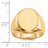 14K Yellow Gold 13.5x 16.5mm Oval Closed Back Mens Signet Ring view 5