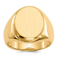 14K Yellow Gold 13.5x 16.5mm Oval Closed Back Mens Signet Ring view 1