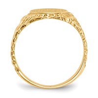 14K Yellow Gold 10.5x 13.0mm Oval Closed Back Mens Signet Ring view 2