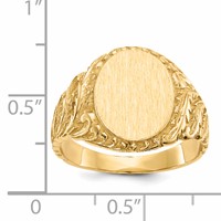 14K Yellow Gold 10.5x 13.0mm Oval Closed Back Mens Signet Ring view 5