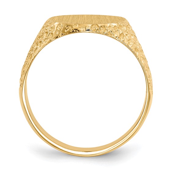 14k 13.0x17.0mm Oval Closed Back Mens Nugget Signet Ring