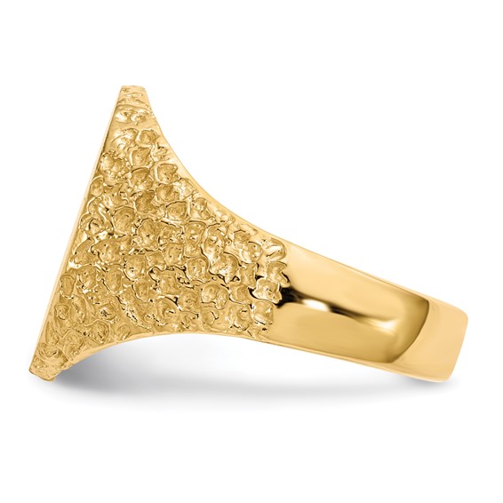 14k 13.0x17.0mm Oval Closed Back Mens Nugget Signet Ring