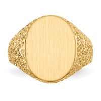 14K Yellow Gold 13.0x 17.0mm Oval Closed Back Mens Nugget Signet Ring view 4