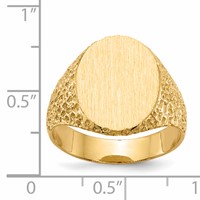 14K Yellow Gold 13.0x 17.0mm Oval Closed Back Mens Nugget Signet Ring view 5