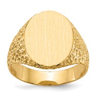 14K Yellow Gold 13.0x 17.0mm Oval Closed Back Mens Nugget Signet Ring view 1