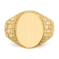 14K Yellow Gold 12.0x 15.0mm Oval Closed Back Mens Signet Ring view 4