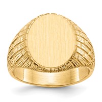 14K Yellow Gold 12.0x 15.0mm Oval Closed Back Mens Signet Ring view 1