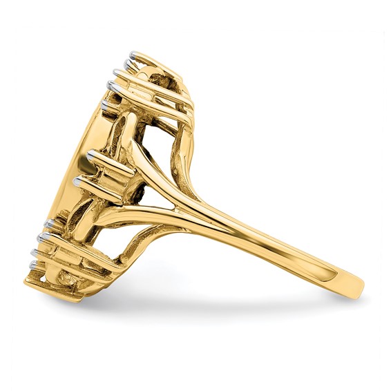 14k Rhodium Ladies' Fancy Diamond Coin Bezel Ring Mtg                 