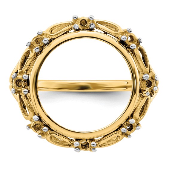 14k Rhodium Ladies' Fancy Diamond Coin Bezel Ring Mtg                 