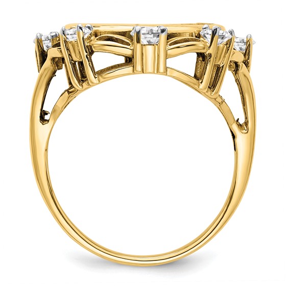 14k Rhodium Ladies' Fancy Diamond Coin Bezel Ring                  