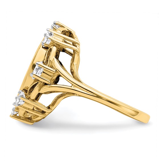 14k Rhodium Ladies' Fancy Diamond Coin Bezel Ring                  