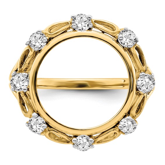 14k Rhodium Ladies' Fancy Diamond Coin Bezel Ring                  