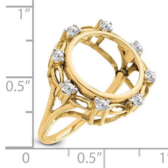 14k Rhodium Ladies' Fancy Diamond Coin Bezel Ring                  