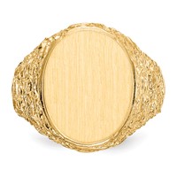14K 14.0x17.0mm Oval Open Back Mens Signet Ring view 4