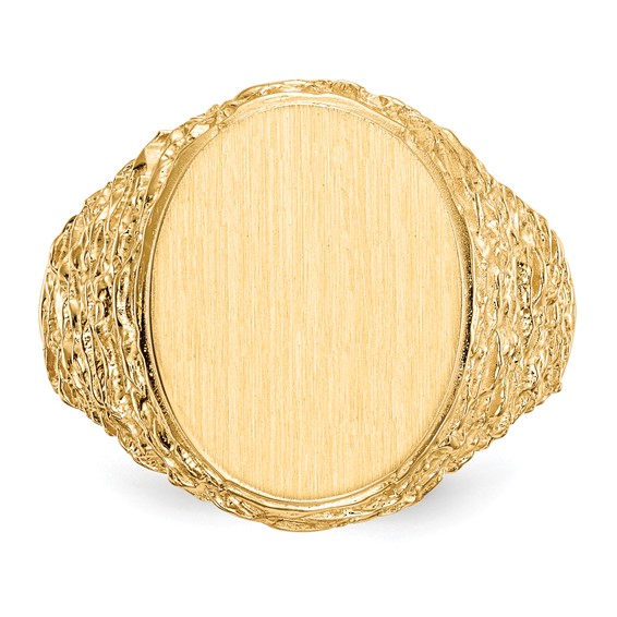 14k 14.0x17.0mm Oval Open Back Mens Signet Ring